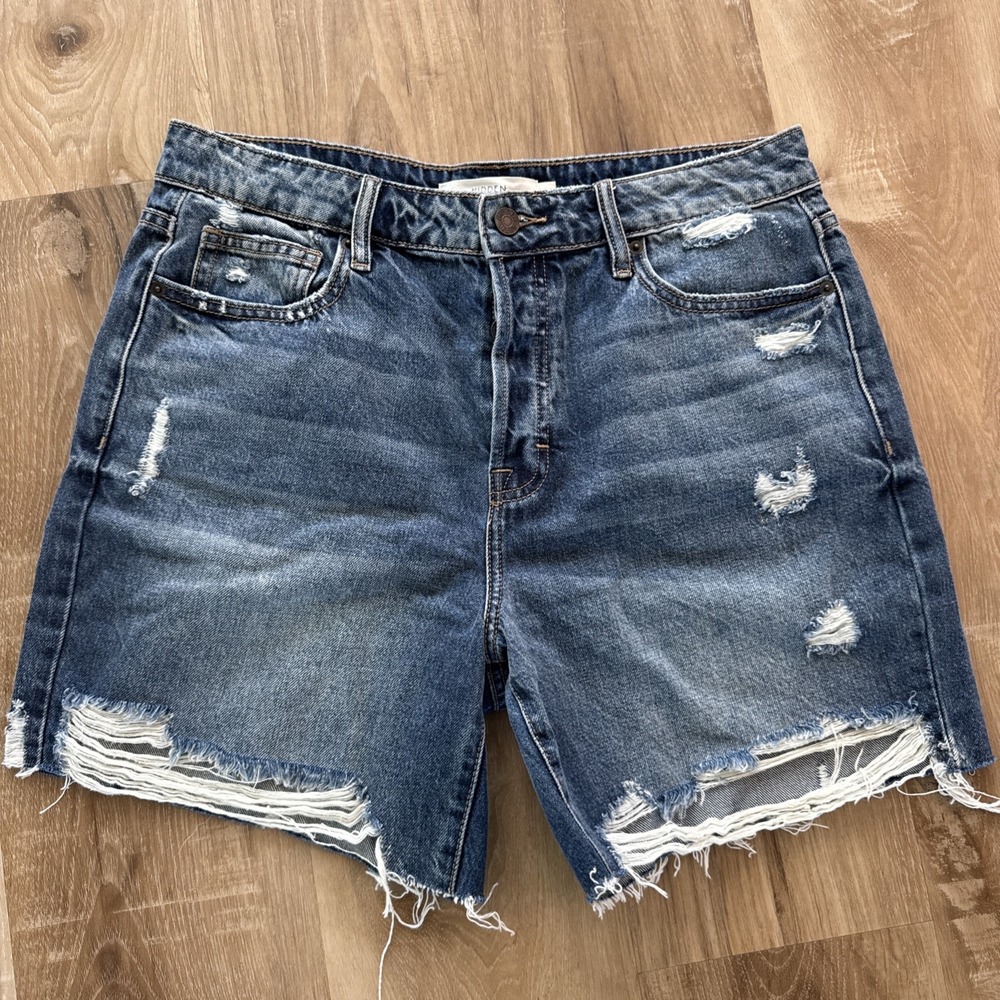 Hidden Jean Shorts Button Fly‎ Distressed Women's Size L